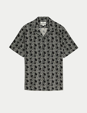 Easy Iron Linen Blend Hawaiian Printed Shirt Image 2 of 6