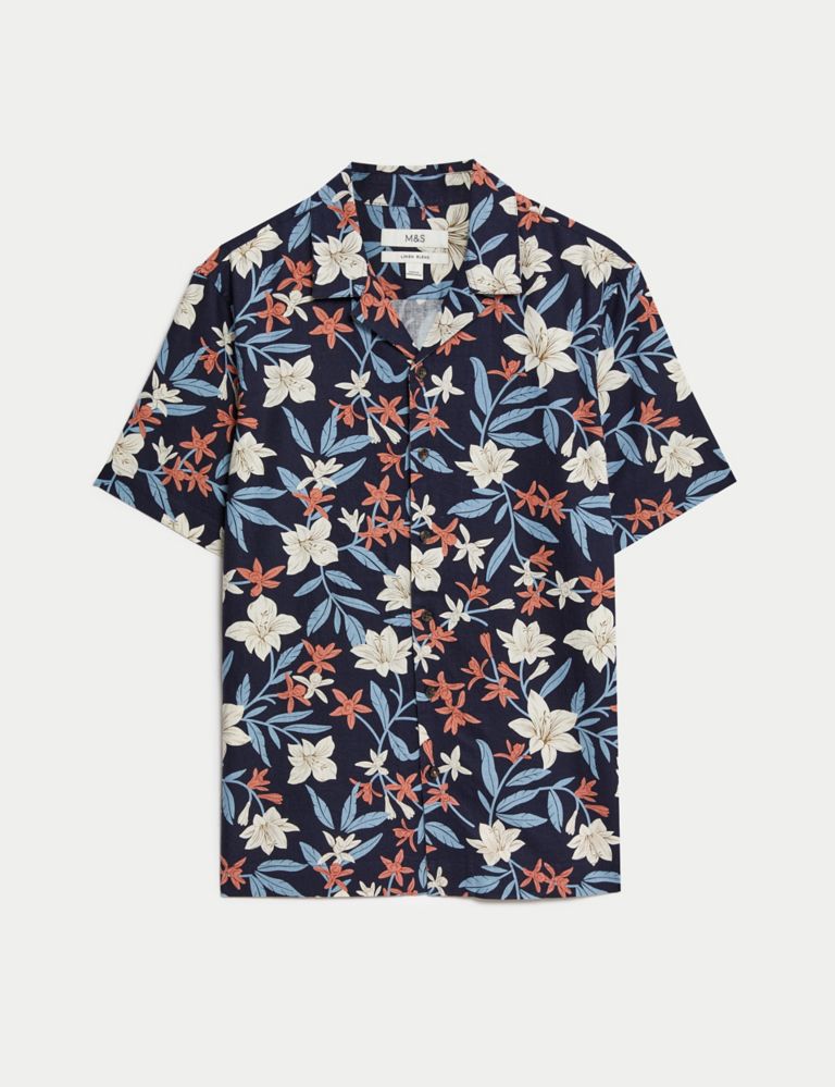 Easy Iron Linen Blend Hawaiian Printed Shirt 2 of 6