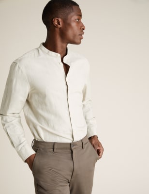 white linen grandad shirt