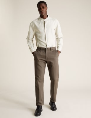 linen grandad collar shirt