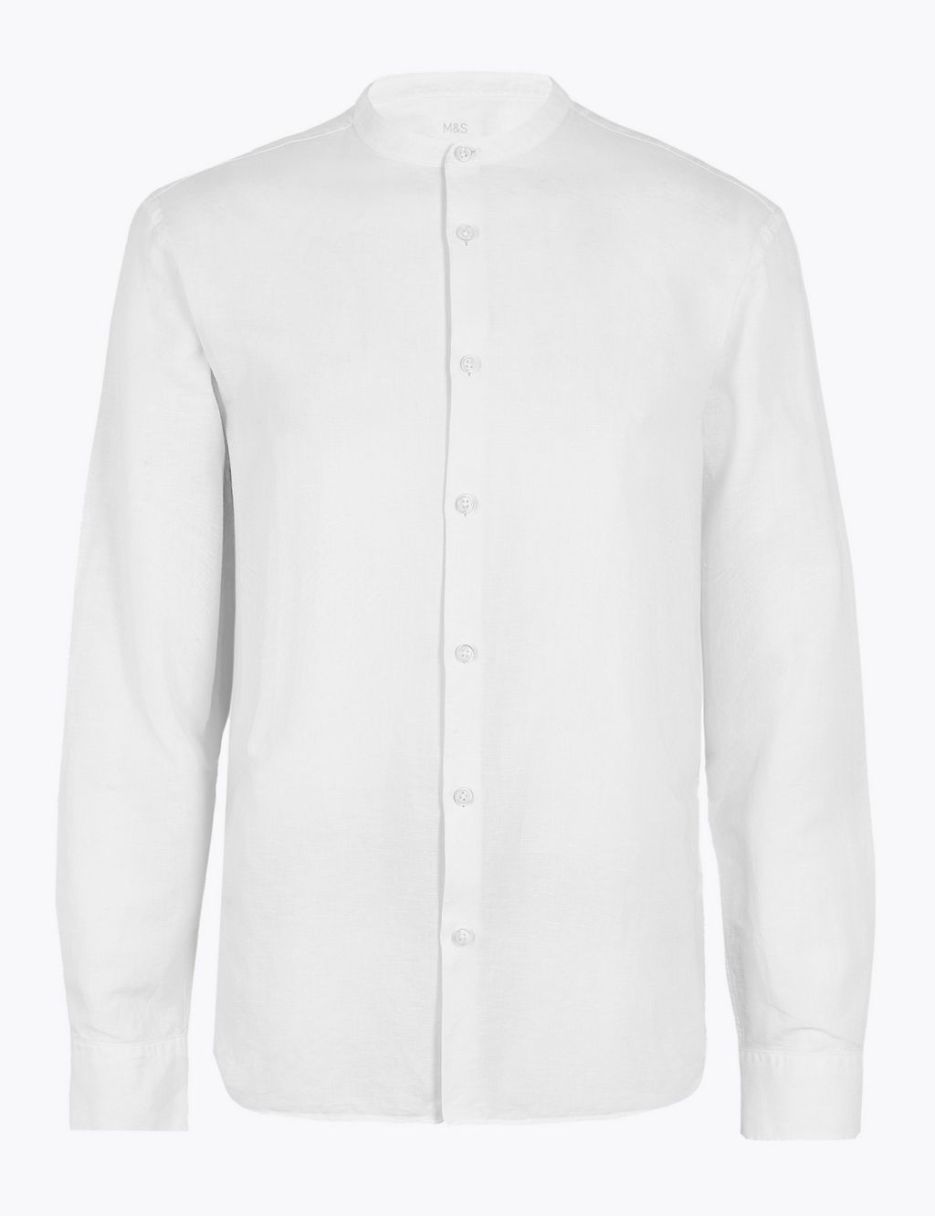 Easy Iron Linen Grandad Collar Shirt | M&S Collection | M&S