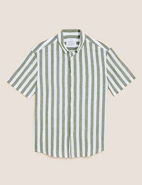 Easy Iron Linen Striped Shirt Image 2 of 5