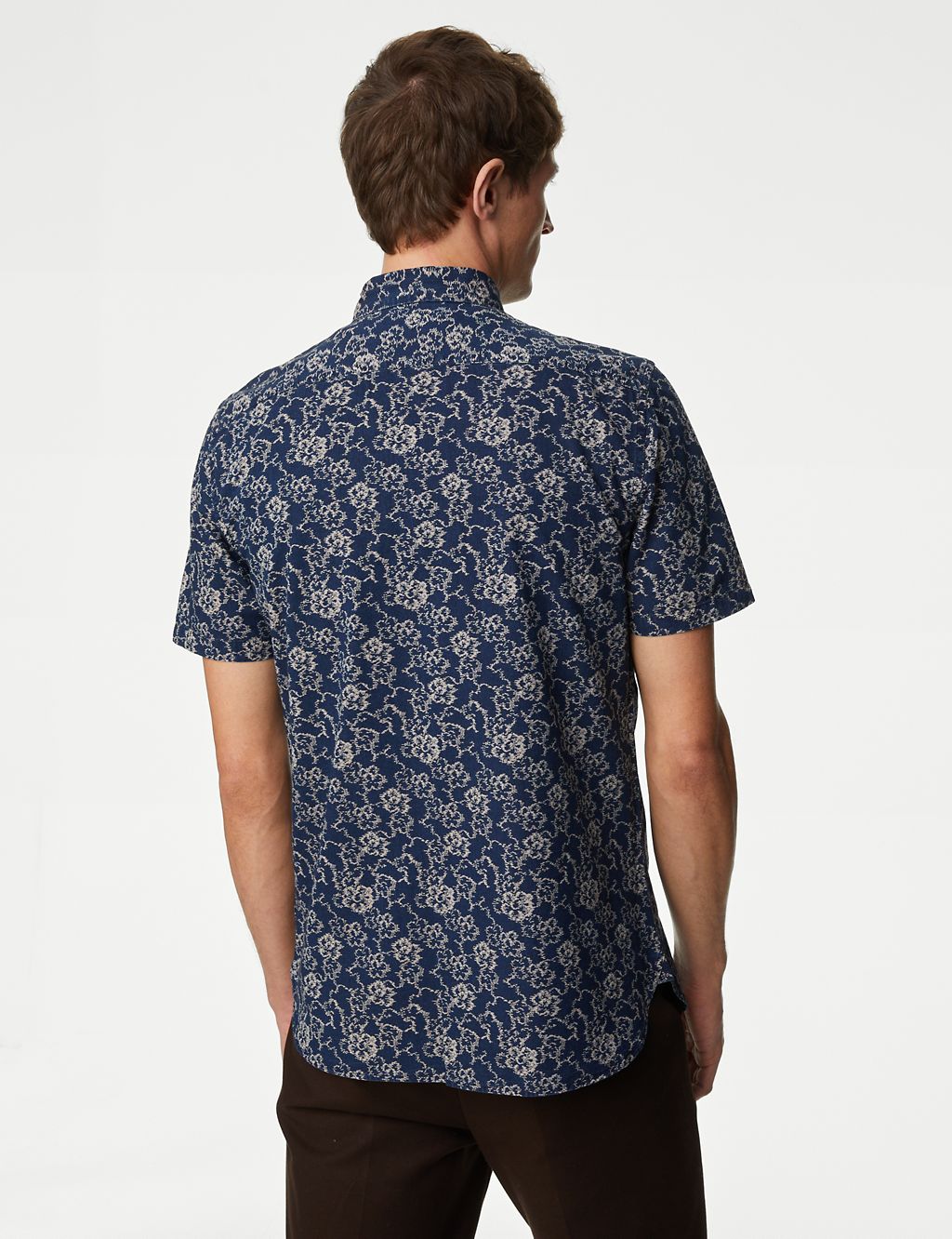 Easy Iron Pure Cotton Chambray Floral Shirt 5 of 7