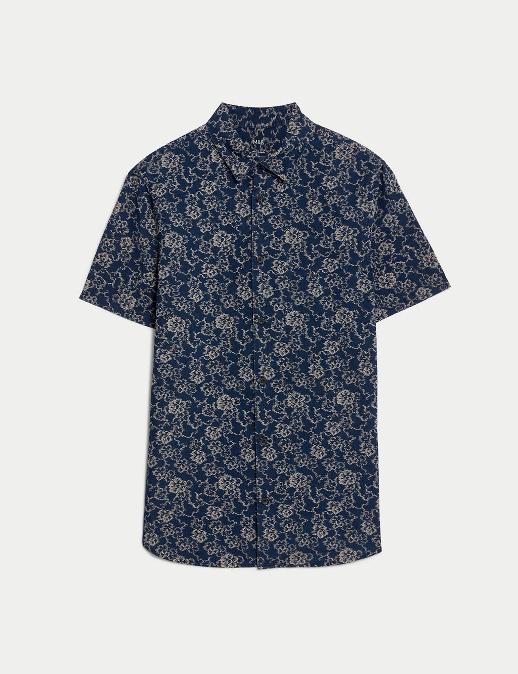 Easy Iron Pure Cotton Chambray Floral Shirt 1 of 7