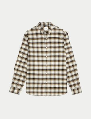 Easy Iron Pure Cotton Check Oxford Shirt Image 2 of 6