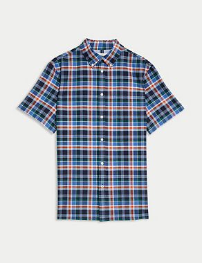 Easy Iron Pure Cotton Check Oxford Shirt Image 2 of 5