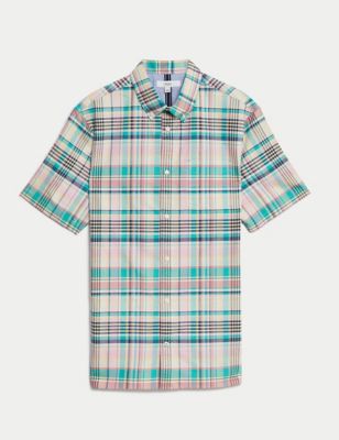 Easy Iron Pure Cotton Check Oxford Shirt Image 2 of 5