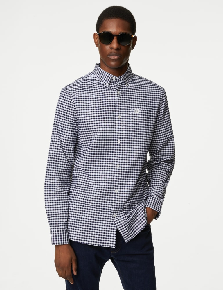 Black gingham deals shirt men