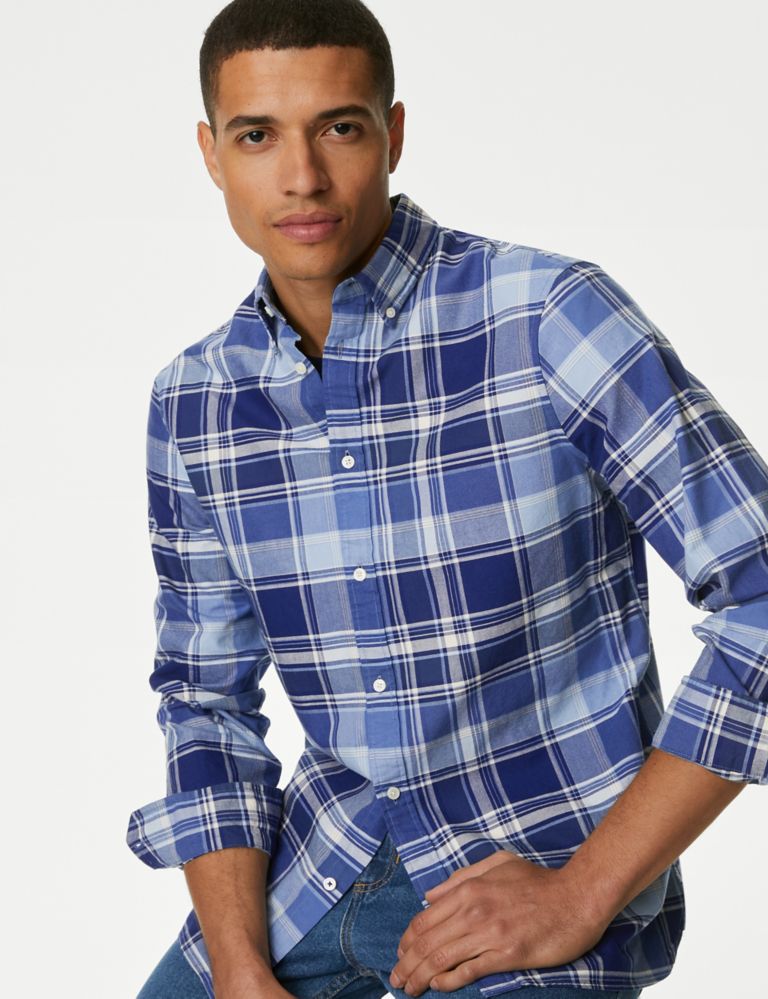 Easy Iron Pure Cotton Check Oxford Shirt 1 of 5