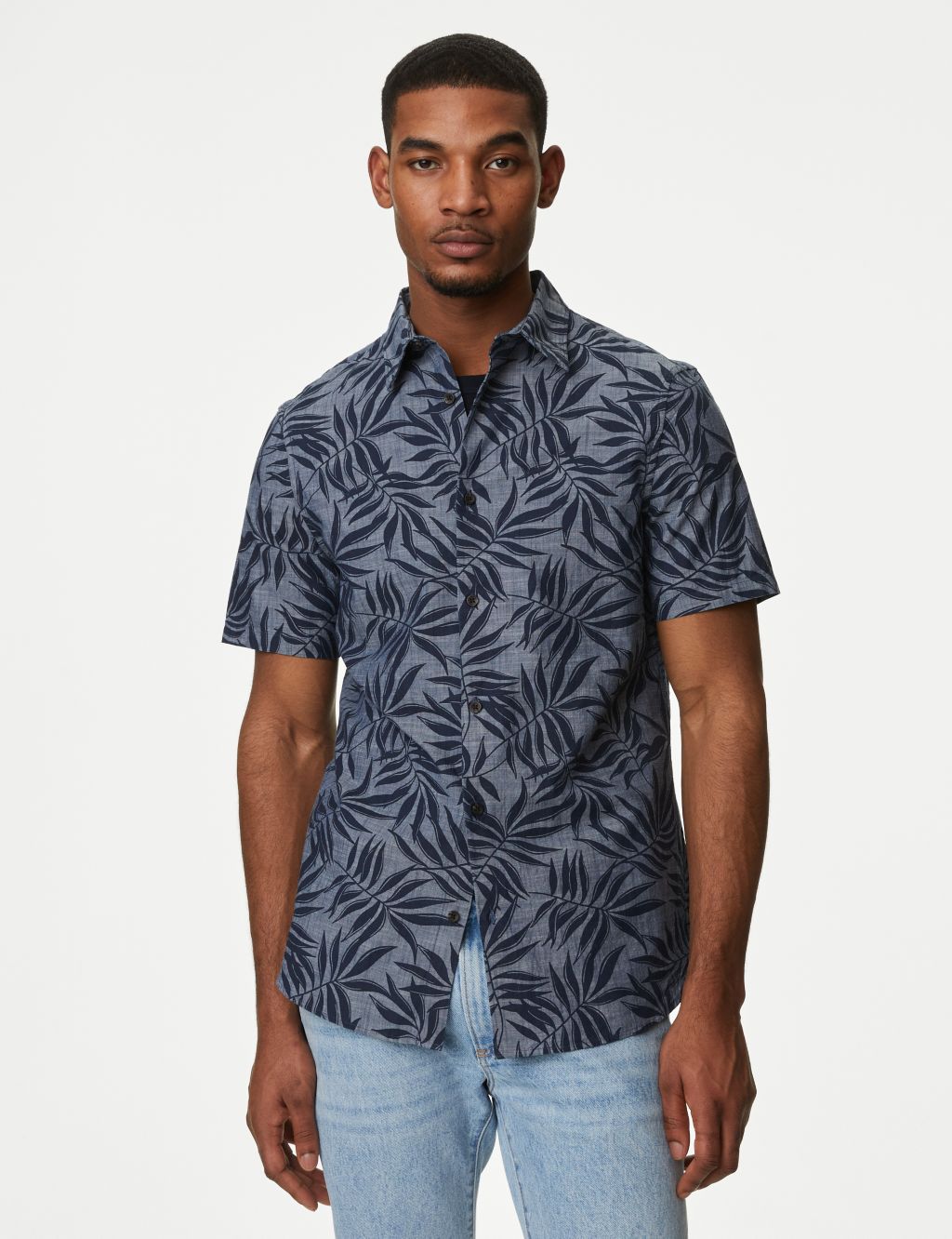 Easy Iron Pure Cotton Palm Print Shirt | M&S Collection | M&S