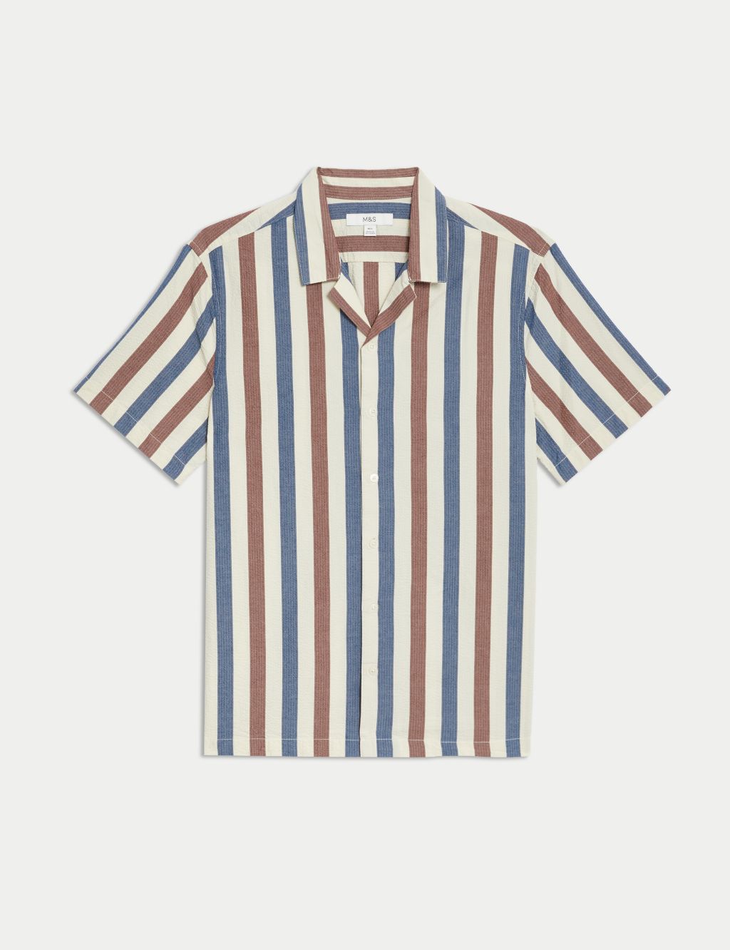 Easy Iron Pure Cotton Seersucker Striped Shirt | M&S Collection | M&S