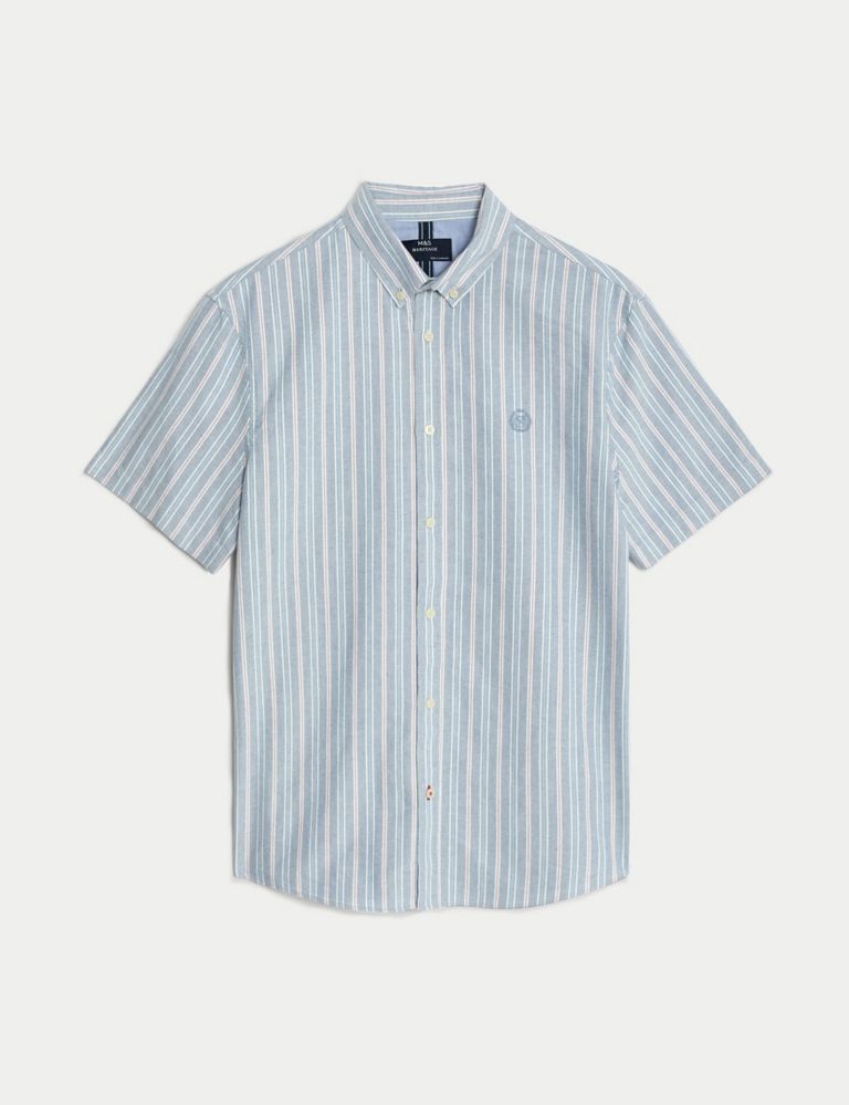 Easy Iron Pure Cotton Striped Oxford Shirt 2 of 5