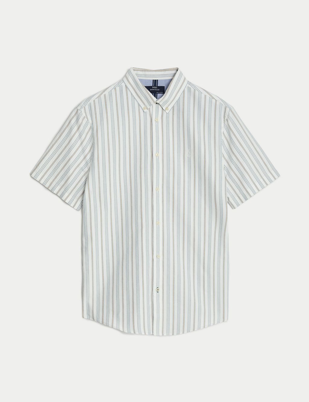 Easy Iron Pure Cotton Striped Oxford Shirt 1 of 5