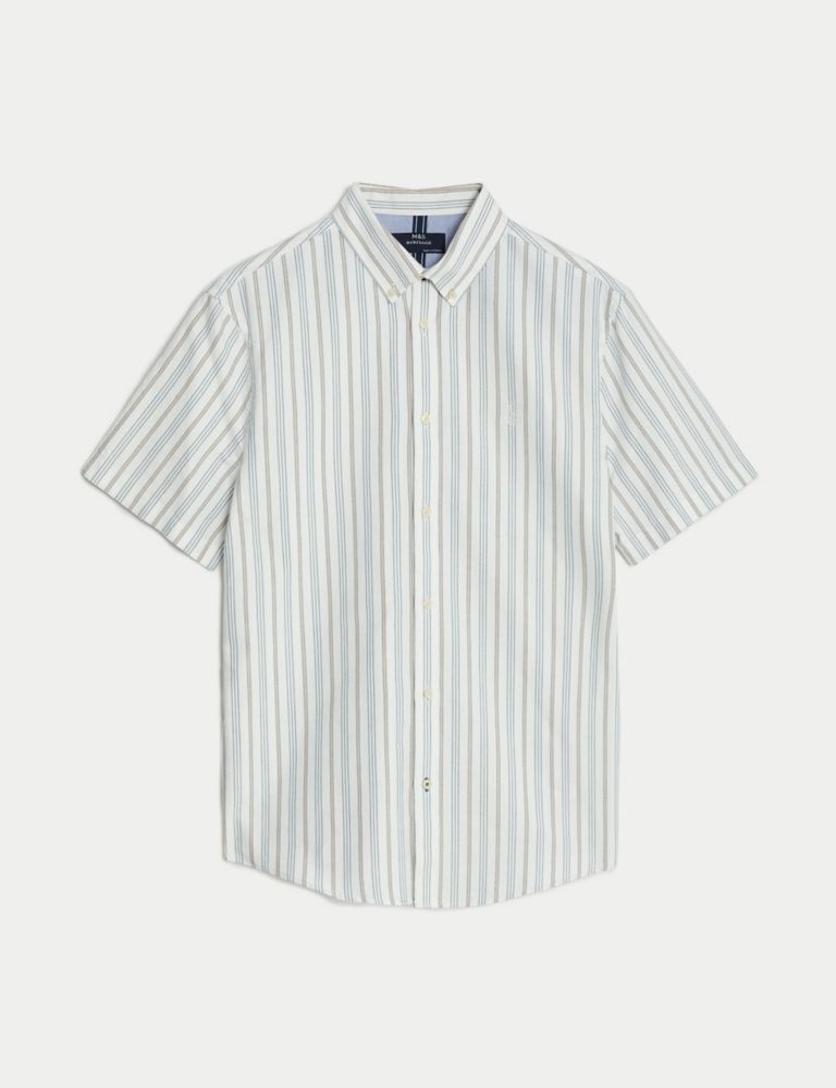 Easy Iron Pure Cotton Striped Oxford Shirt 2 of 5