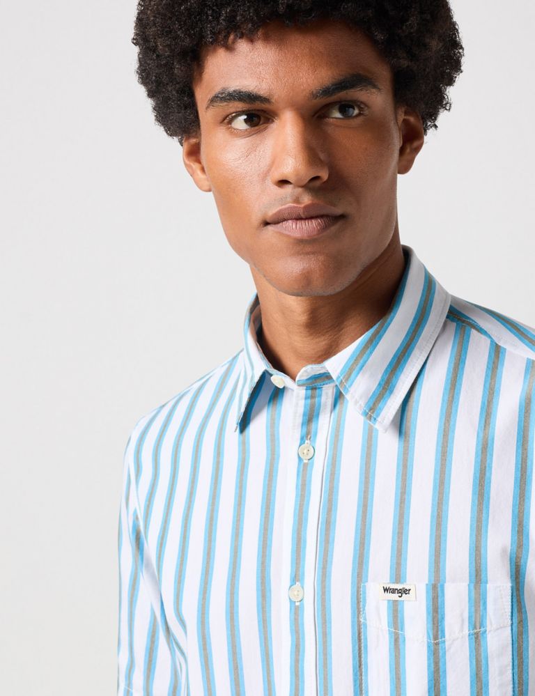 Easy Iron Pure Cotton Striped Shirt 4 of 5