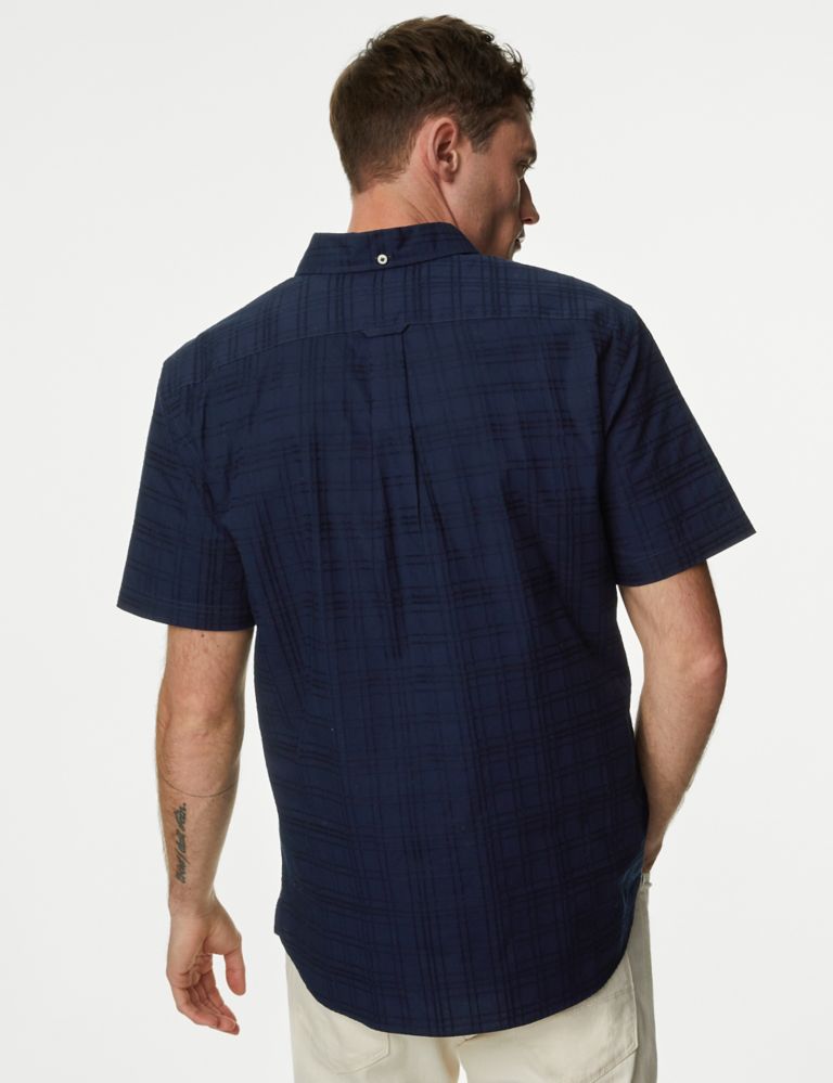 Easy Iron Pure Cotton Textured Check Shirt 5 of 5