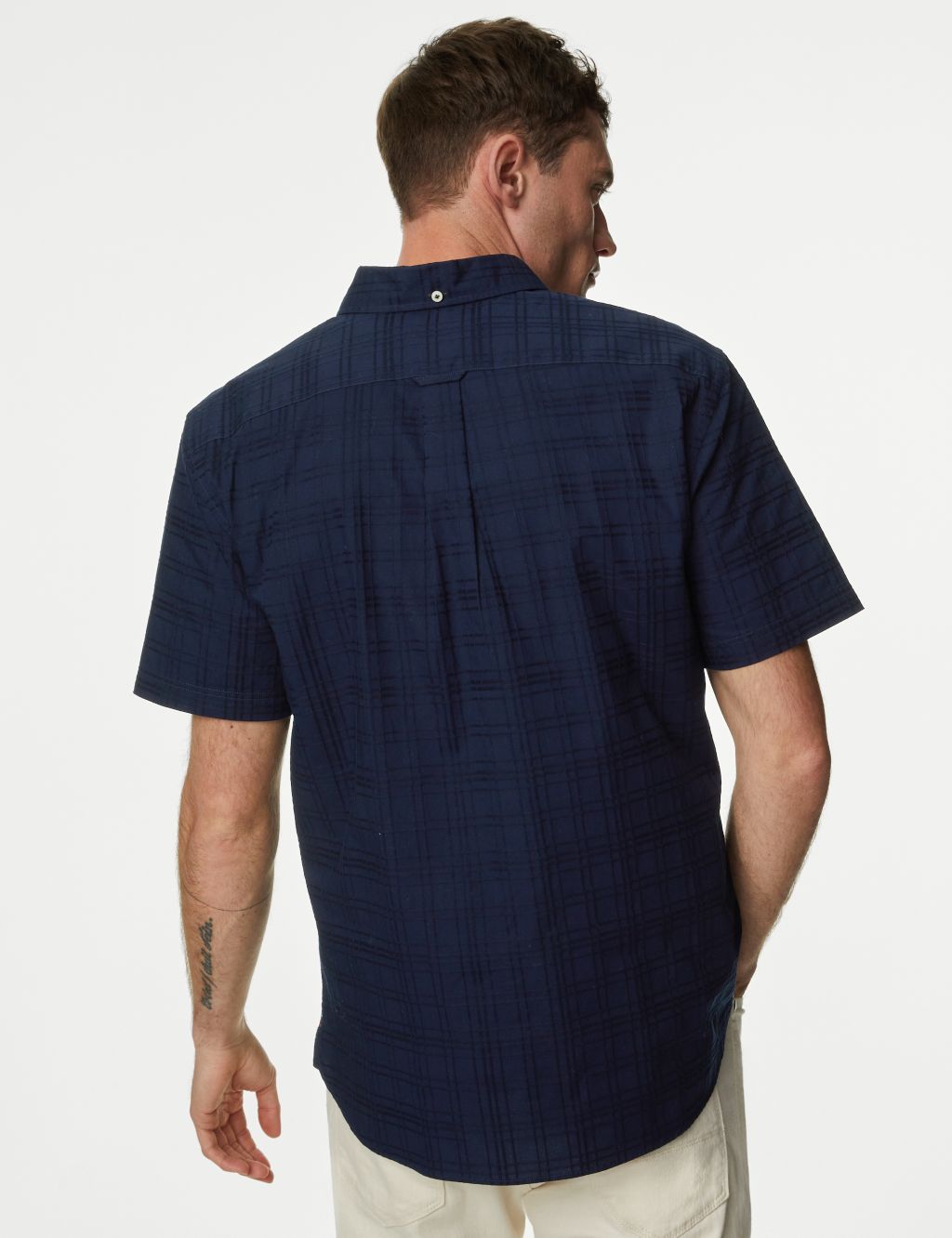 Easy Iron Pure Cotton Textured Check Shirt 5 of 5
