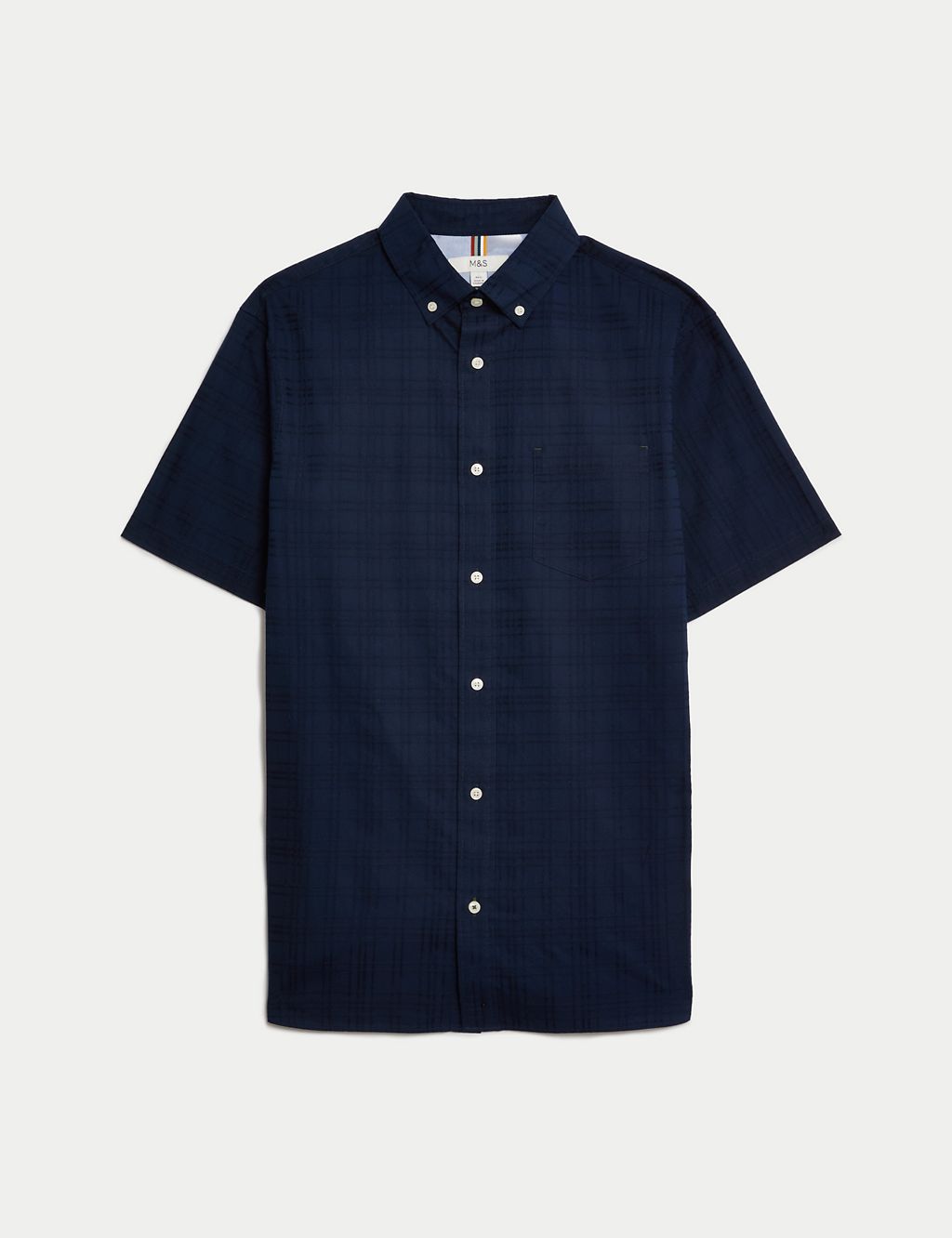 Easy Iron Pure Cotton Textured Check Shirt 1 of 5