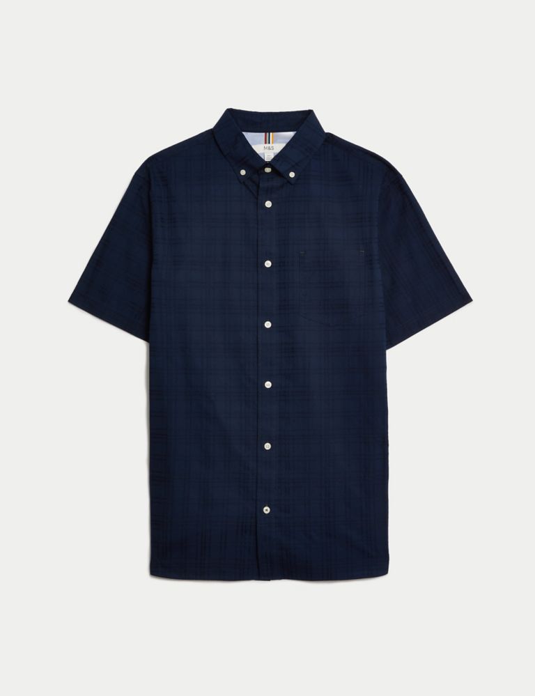 Easy Iron Pure Cotton Textured Check Shirt 2 of 5