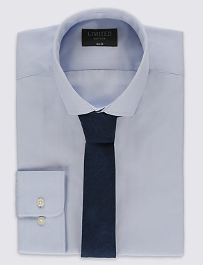 Easy to Iron Slim Fit Shirt with Tie Image 2 of 5