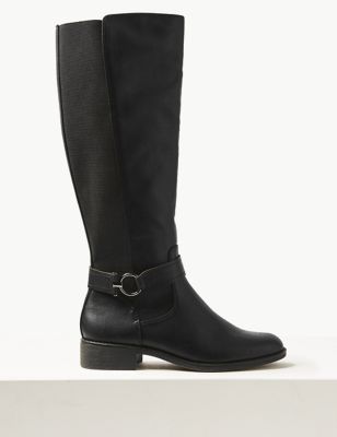 Elastic Block Heel Knee High Boots | M 