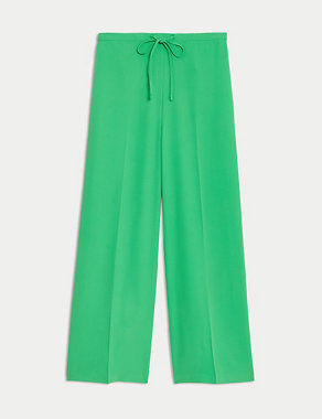Elasticated Waist Wide Leg Cropped Trousers Image 2 of 6