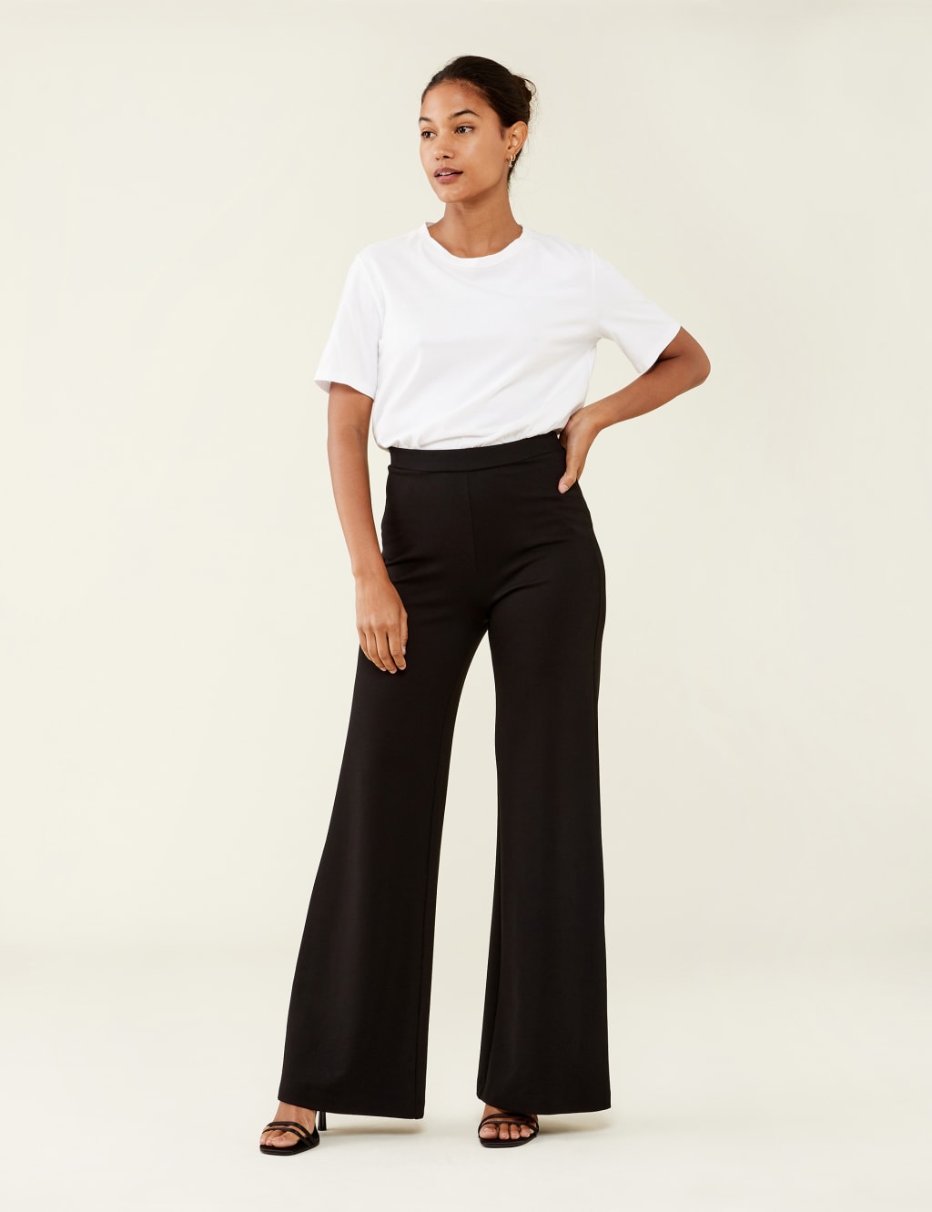 Women Chiffon Beach Pants Wide Leg Trousers Culottes Flared pants with Belt