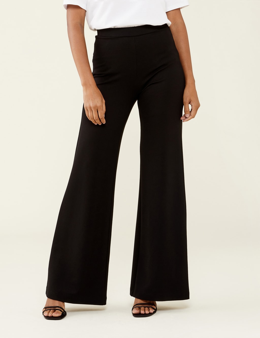 WIDE-LEG TROUSERS WITH ELASTICATED WAISTBAND - Black