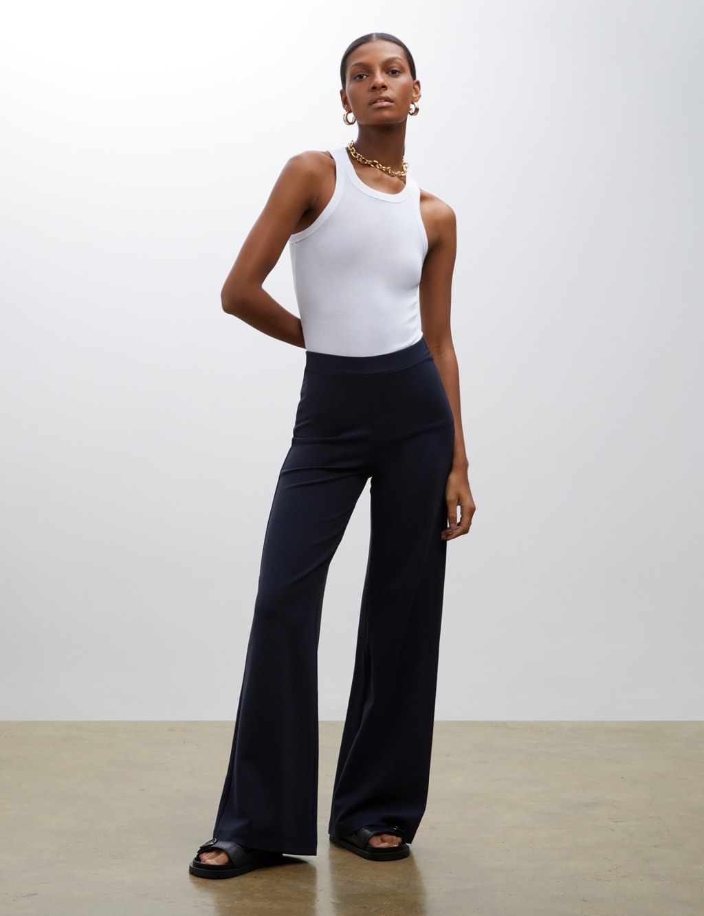 Elasticated Waist Wide Leg Trousers Finery London M S