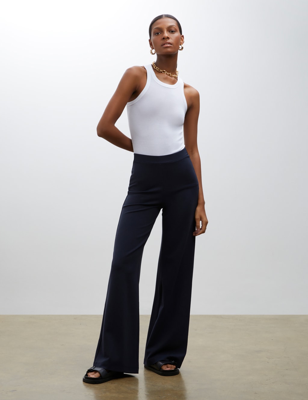 Elasticated Waist Wide Leg Trousers, Finery London