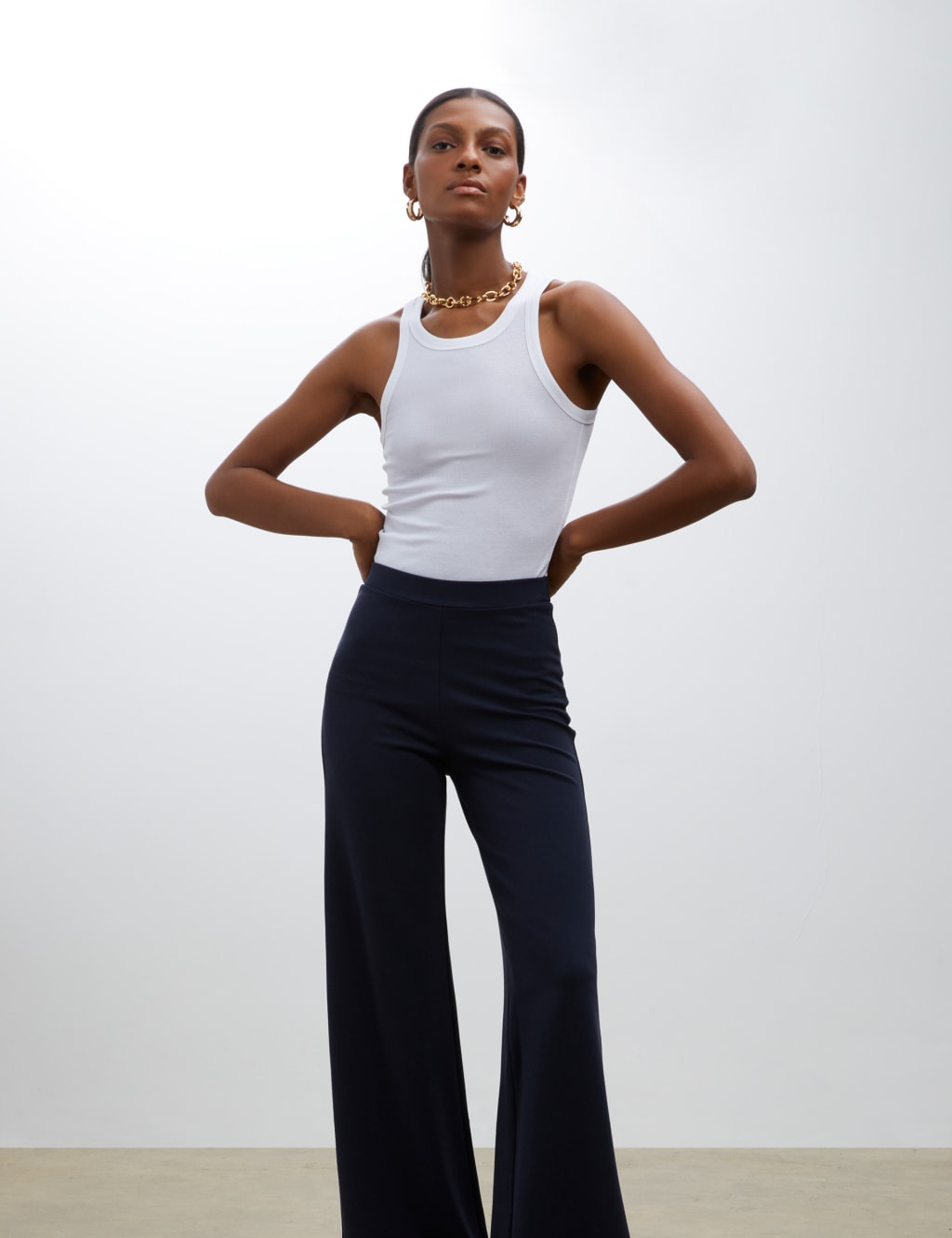 Elasticated Waist Wide Leg Trousers 1 of 4