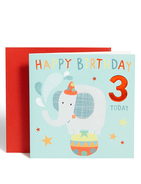 Elephant 3rd Birthday Card Image 1 of 2