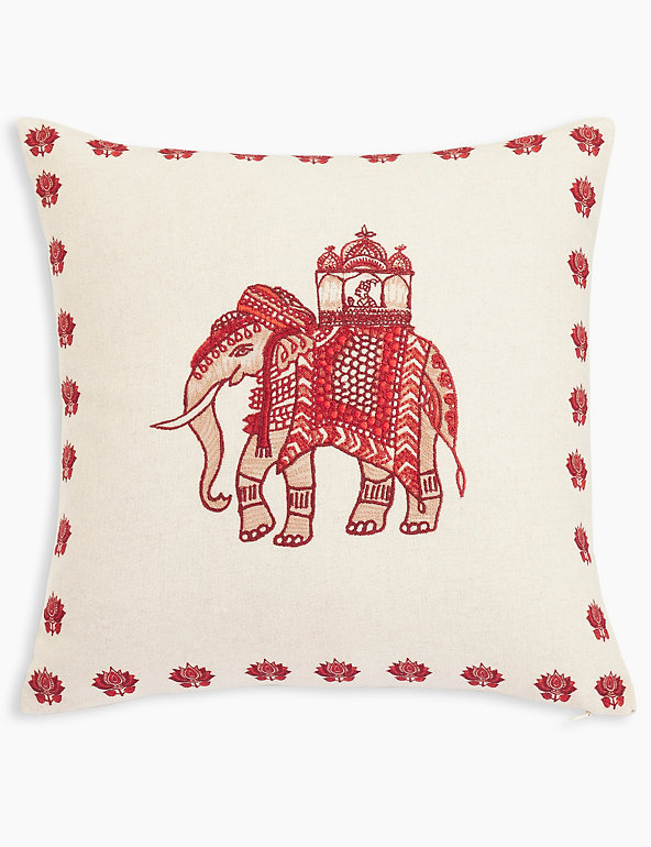 Elephant Embroidered Cushion Image 1 of 2