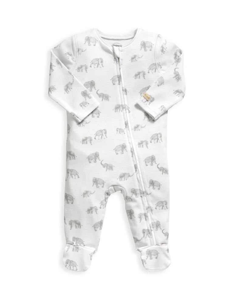 Elephant Print All In One (6½lbs-12 Mths) 1 of 4