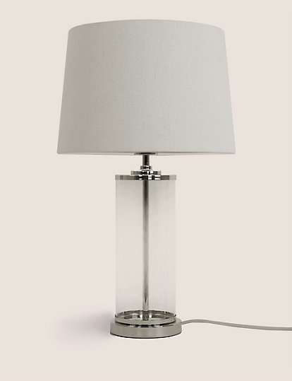 Elizabeth Table Lamp M S, Glass Ball Table Lamp With Velvet Look Shade Silverchair