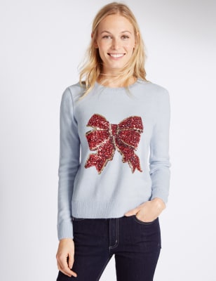 Ladies christmas bow clearance jumper