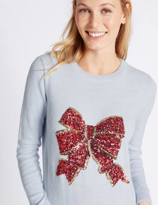 White jumper with red hotsell sequin bow