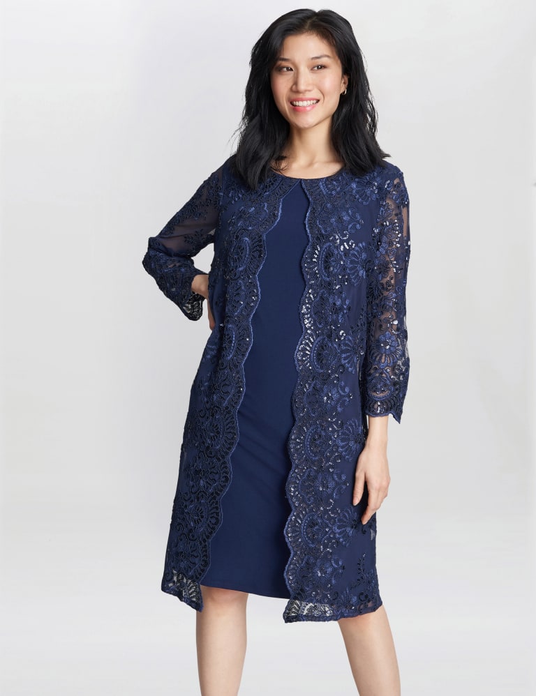 Gina bacconi navy discount dress