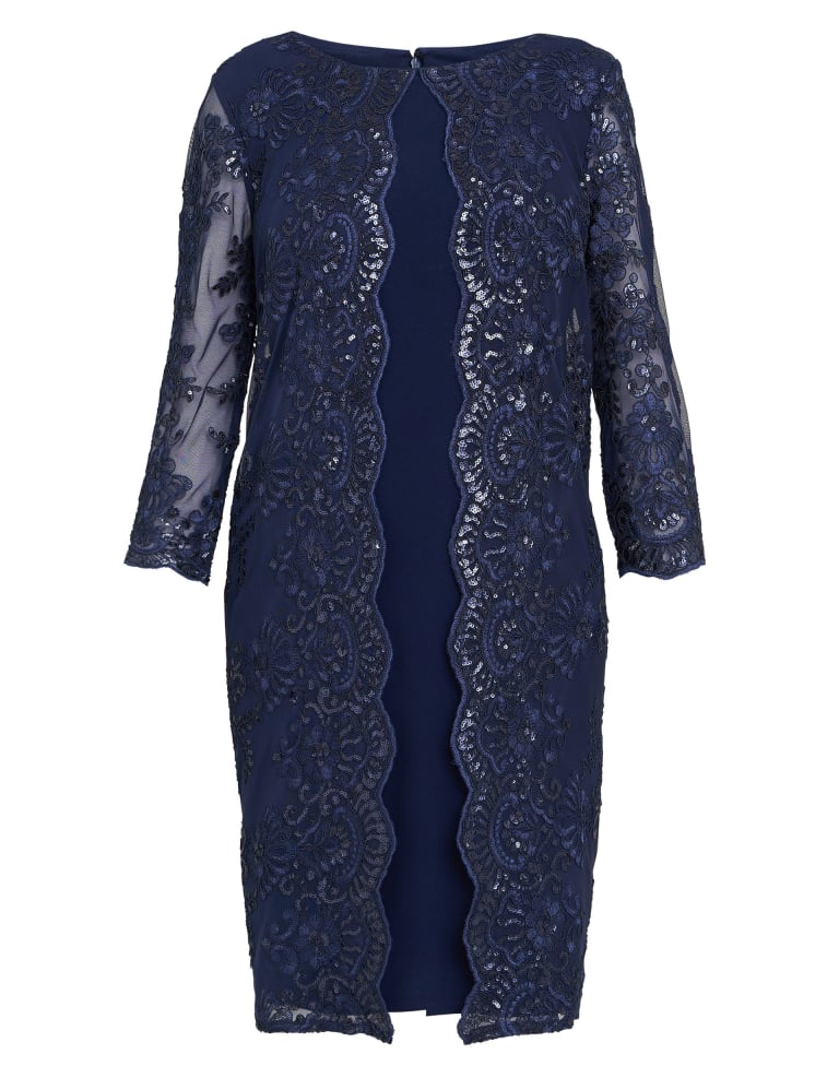 Gina bacconi navy lace dress discount
