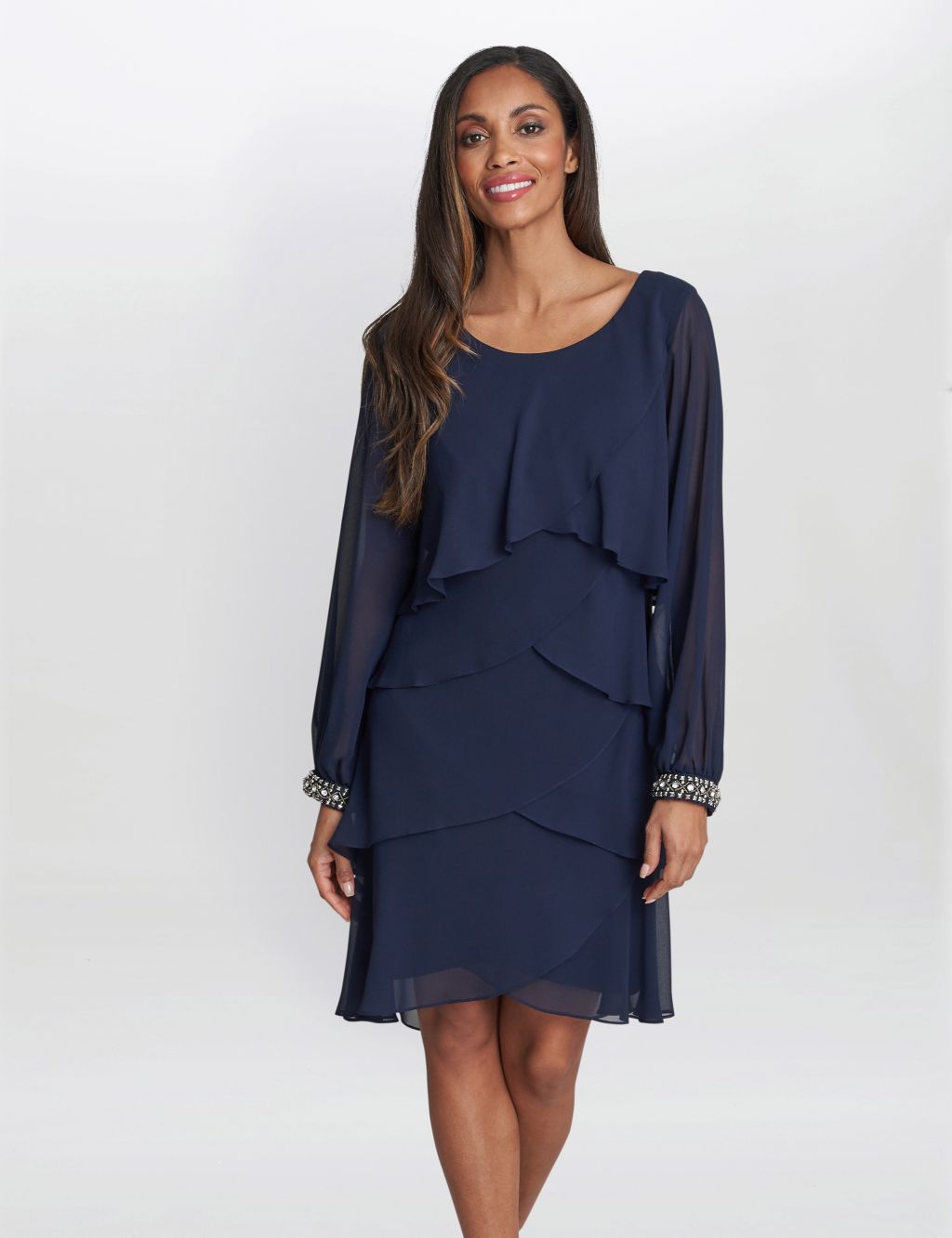Embellished Knee Length Tiered Dress | Gina Bacconi | M&S