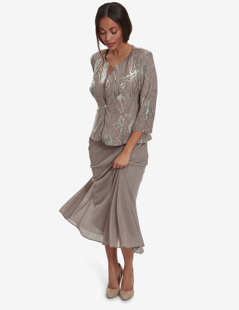 Embellished Midi Swing Dress with Jacket
