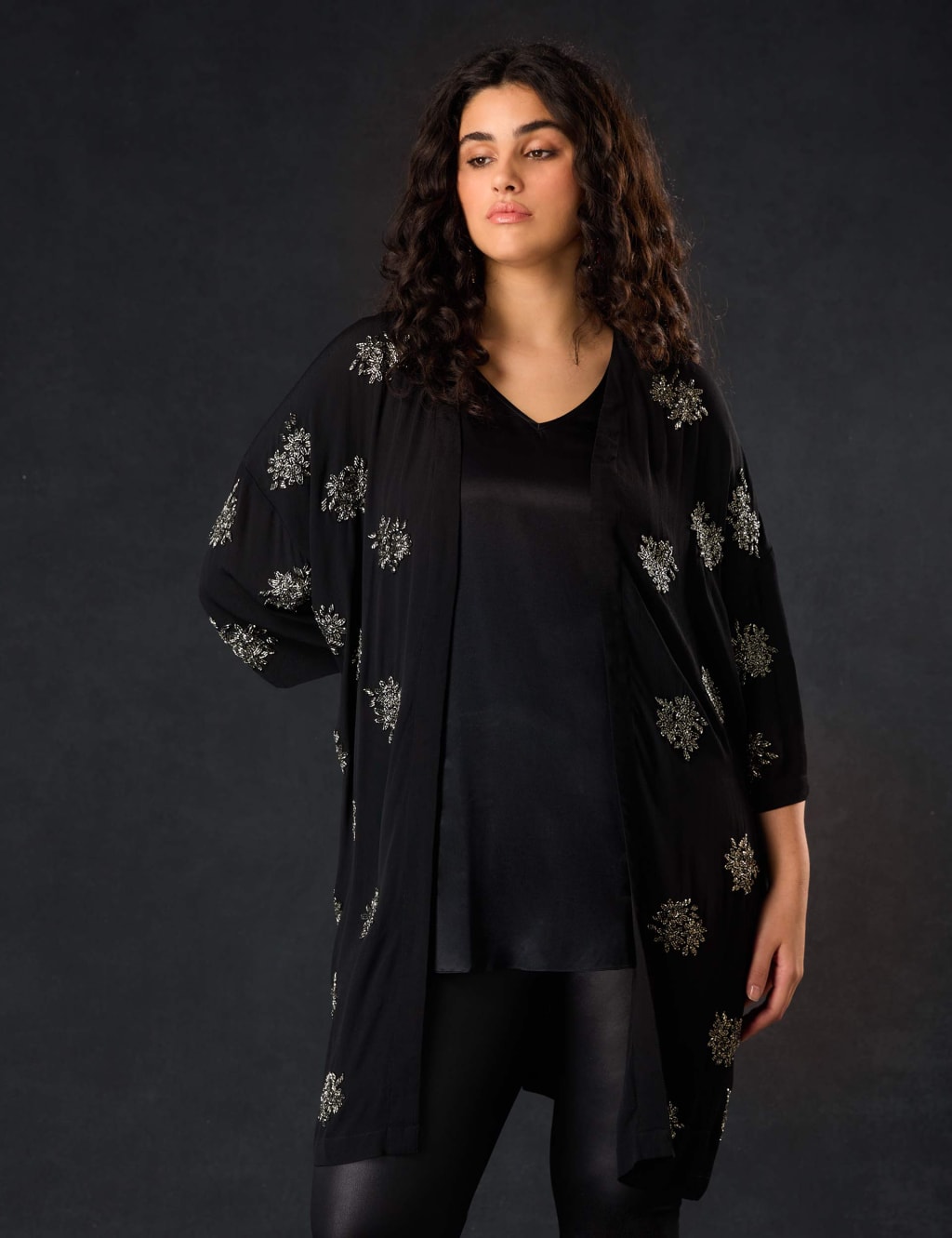 Embellished Relaxed Longline Kimono 3 of 6