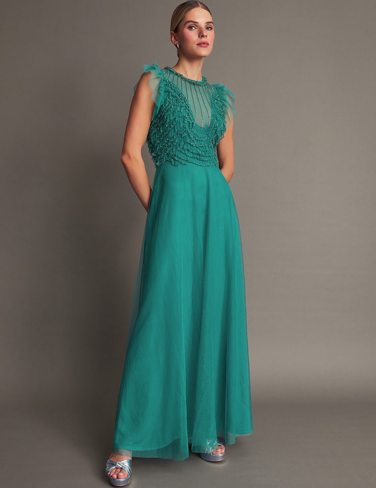 Embellished Ruffle Maxi Waisted Dress 1 of 5