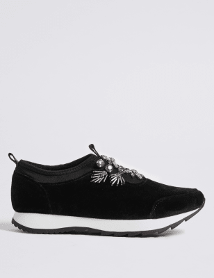 Slip on embellished store trainers