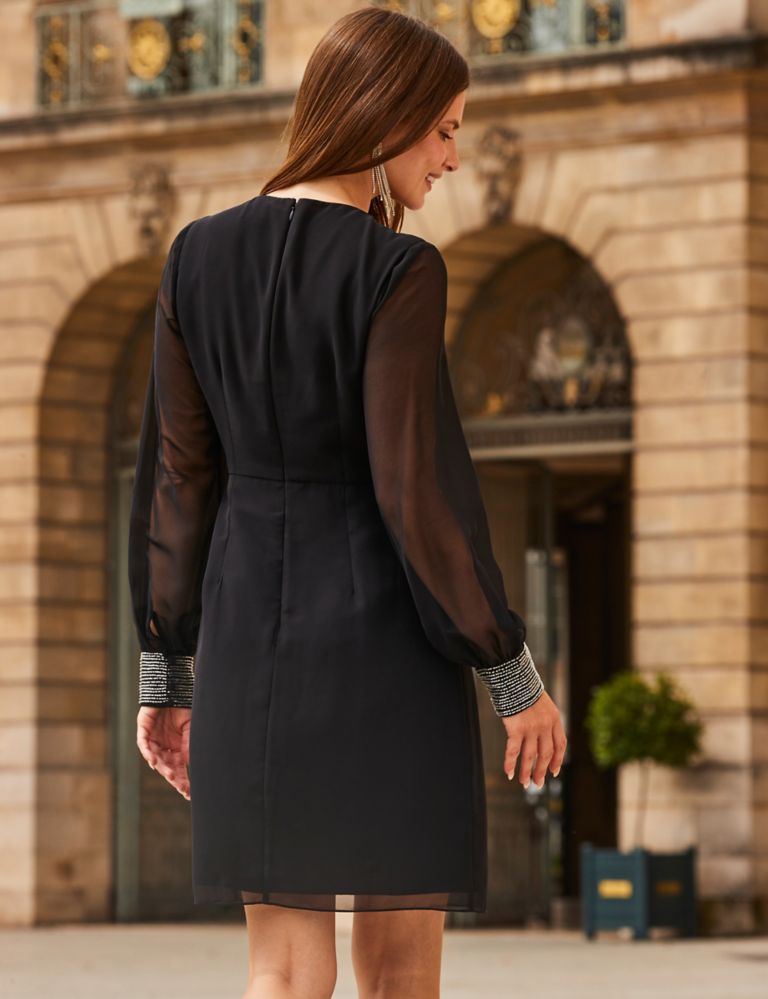 Embellished V-Neck Knee Length Shift Dress | SOSANDAR | M&S