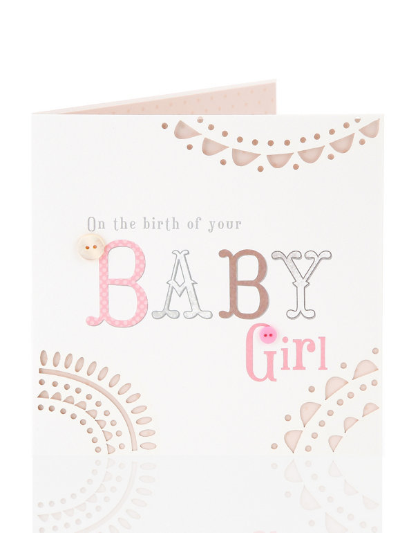 Embossed Baby Girl Greetings Card Image 1 of 2