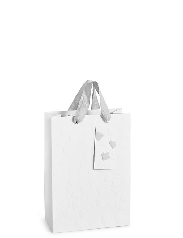 Embossed White Medium Gift Bag Image 1 of 2