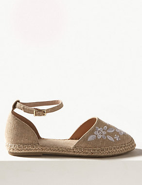 Embroidered Almond Toe Espadrilles Image 2 of 5