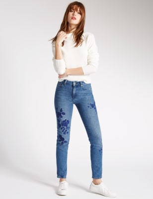 Embroidered on sale girlfriend jeans