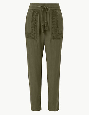 Embroidered Ankle Grazer Peg Trousers Image 2 of 5